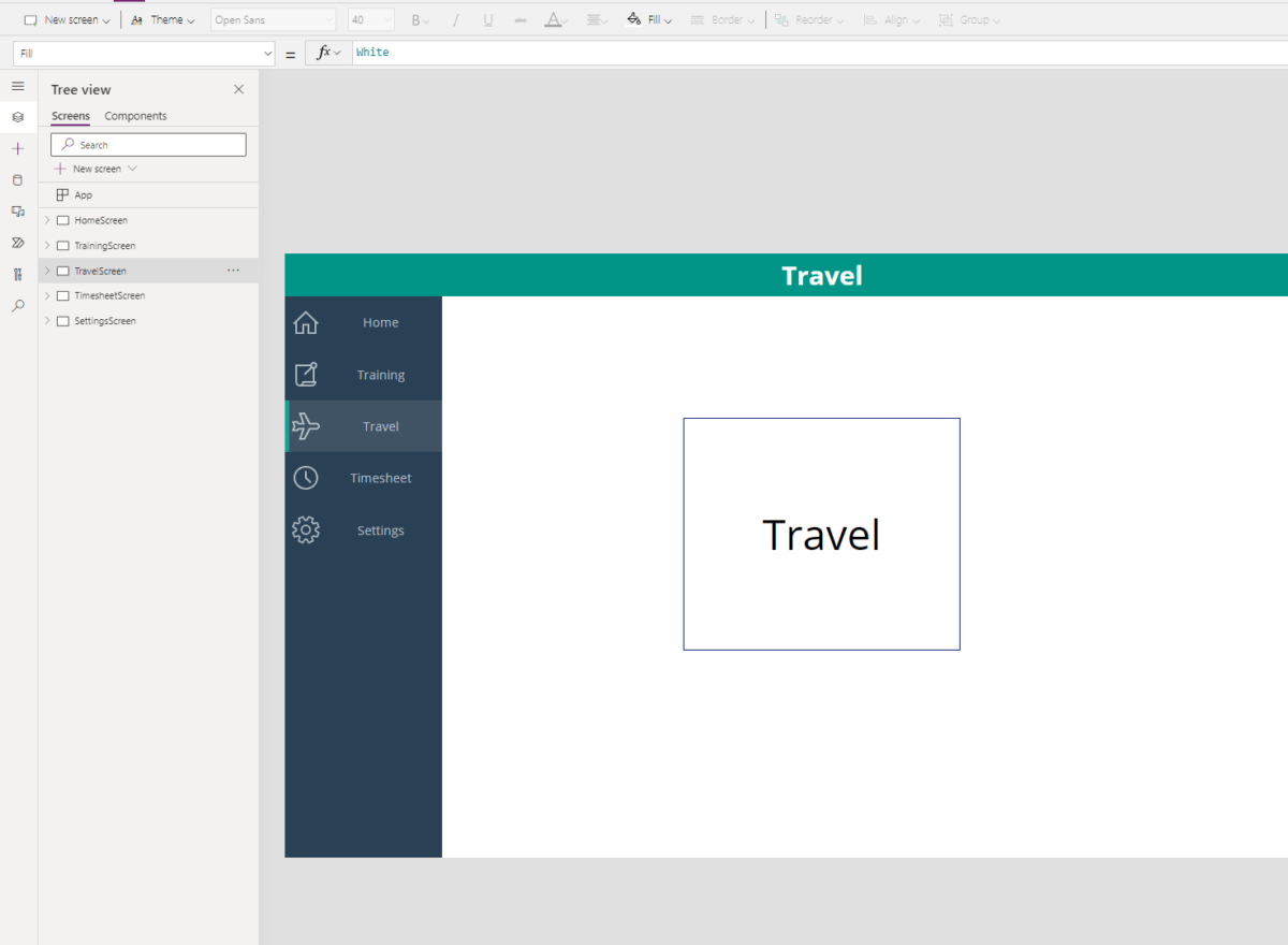 Insert the component into the travel screen screenshot